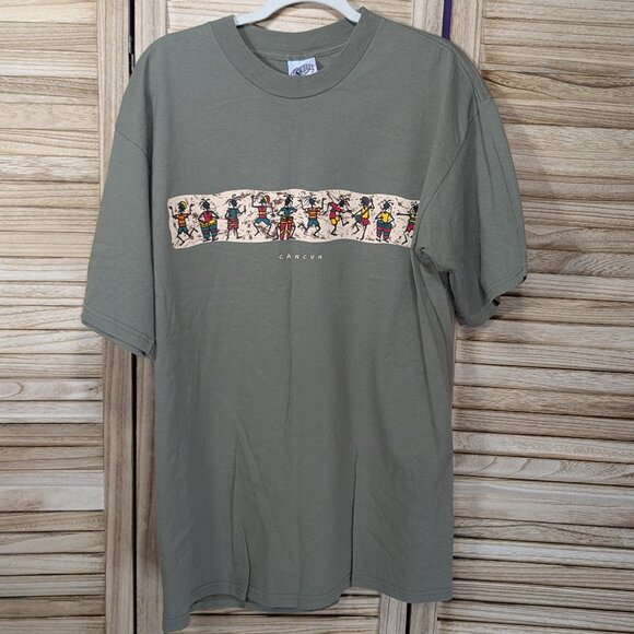 Cancun Graphic Olive Green T-Shirt Size XL - Picture 1 of 8